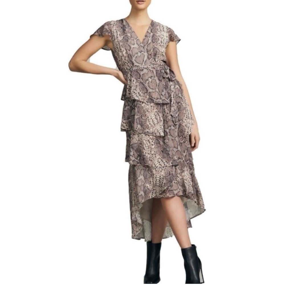 Hutch Snake Printed Hi-Lo Hem Wrap Dress Size S
